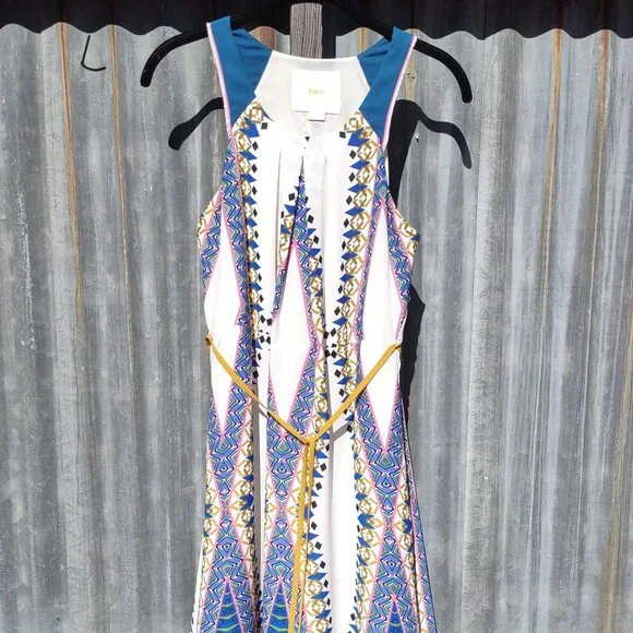 Anthropologie Maeve Pakpao Maxi Dress Boho Geo Bold Feminine Chic Flowy Size 0 - Picture 7 of 14
